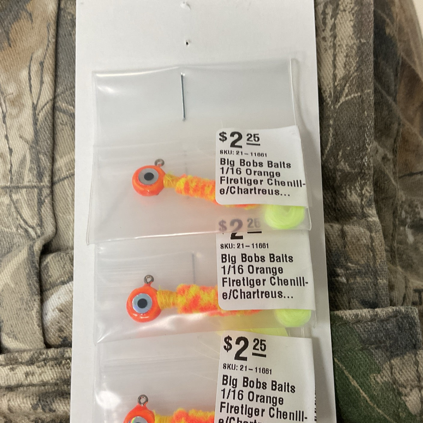 Big Bobs Baits 1/16 Oz Orange Firetiger Chenille Chartreuse